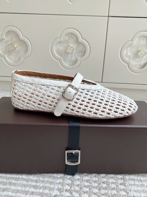 Alaia Ballerina da donna in pelle di agnello bianca 291054