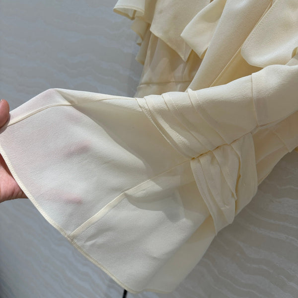 Chemise Prada en polyester beige à manches en dentelle