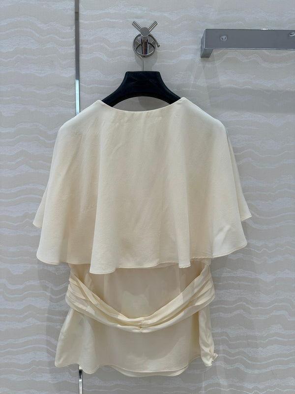 Chemise Prada en polyester beige à manches en dentelle