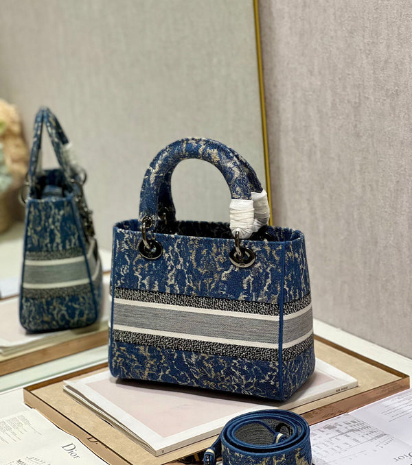 CD Denim Water Blue 24 Lady Dior Bag Canvas 336663