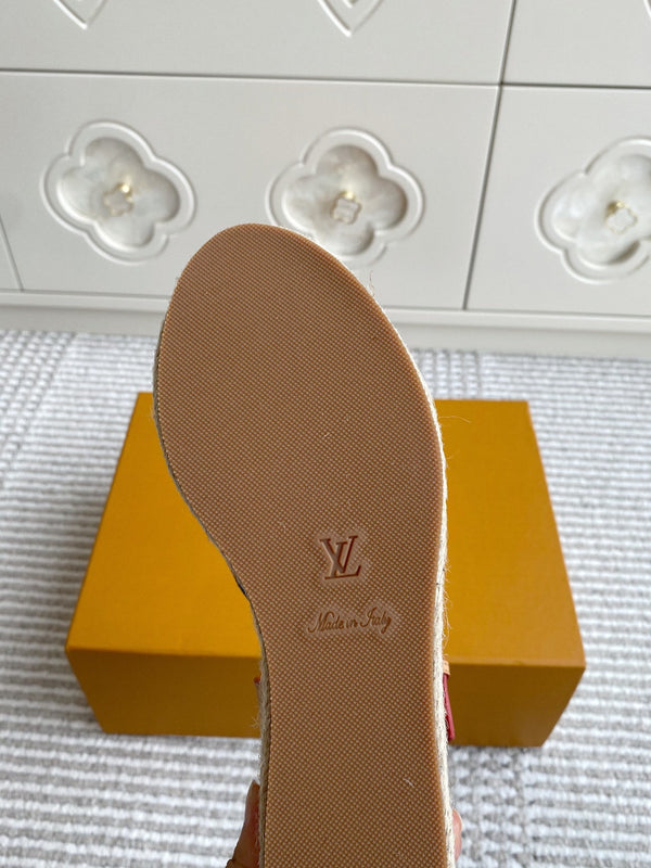 Sandali con zeppa LV Blue Denim Monogram 7,5 cm Fodera in pelle di pecora blu 291579