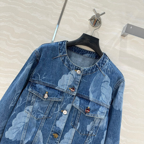 Fendi Flower Denim Jacket Blue cotton