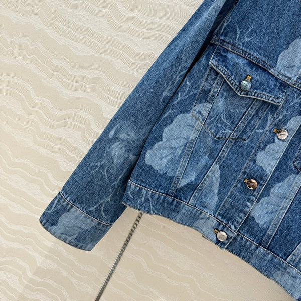 Fendi Flower Denim Jacket Blue cotton