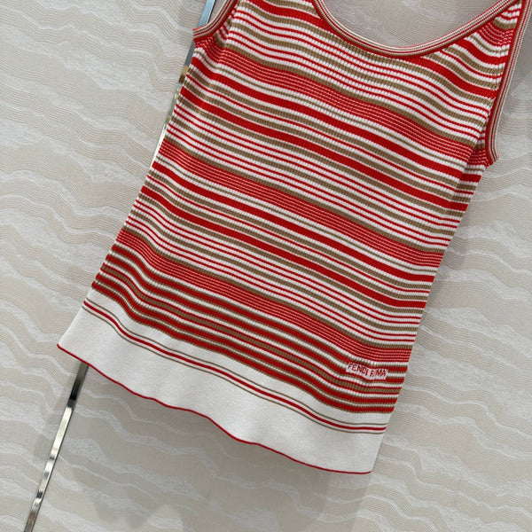 Fendi Knitted Camisole Red Cotton