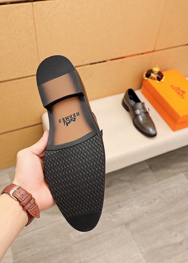 HM Men's Loafer Metallic Gray Patent Leather 637348