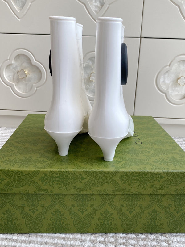 GC Ankle With Interlocking G Boot White Rubber 291026