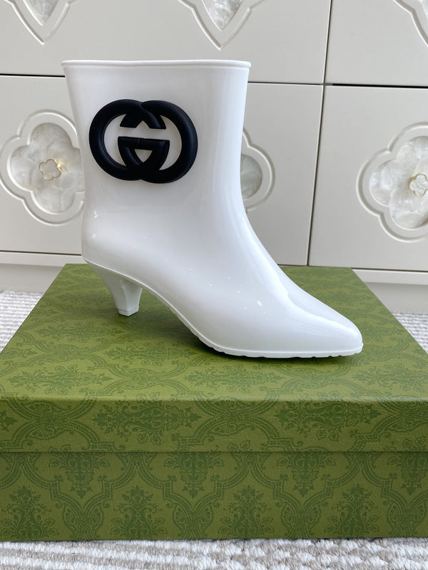 GC Ankle With Interlocking G Boot White Rubber 291026
