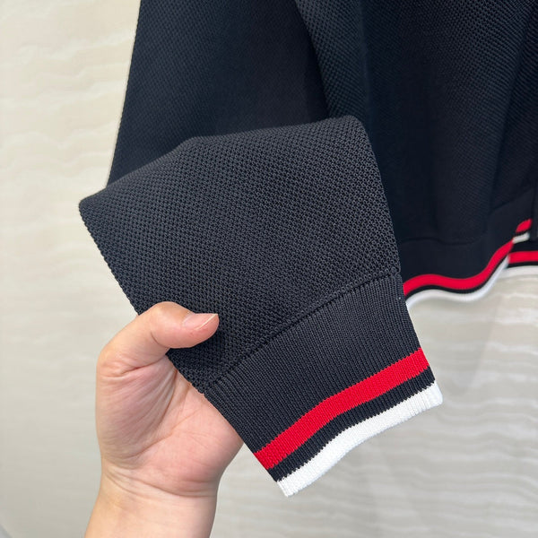 Giacca con cerniera in maglia CD nera in rayon e poliestere