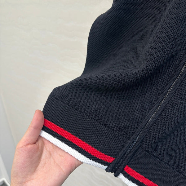 Giacca con cerniera in maglia CD nera in rayon e poliestere