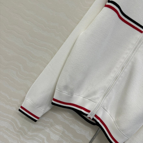 Giacca con cerniera in maglia CD bianca in rayon e poliestere