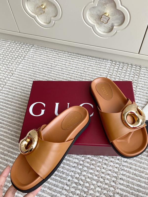 GC Marina Chain Slide Sandal Brown Cowhide 291039