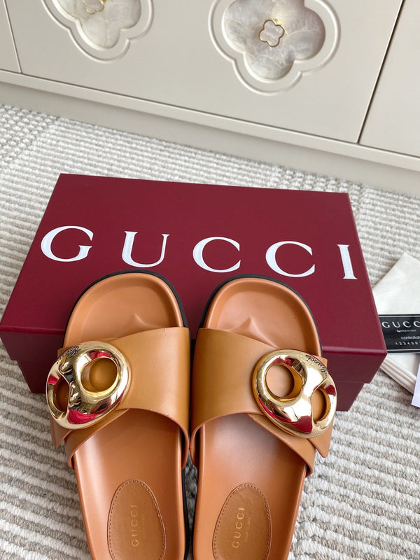 GC Marina Chain Slide Sandal Brown Cowhide 291039