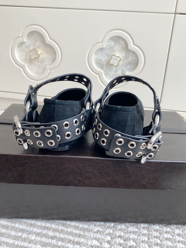 Alaia 25 Biker Ballet Flats Black Suede 291058