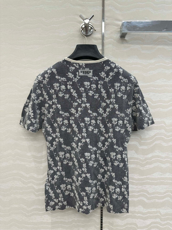 Fendi Knitted Top Dark Gray Cotton Viscose
