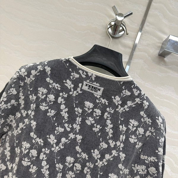 Fendi Knitted Top Dark Gray Cotton Viscose