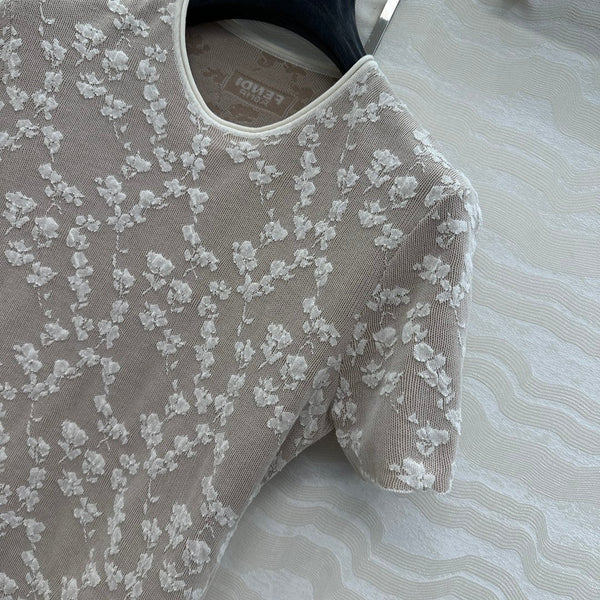 Fendi Knitted Top White Beige Cotton Viscose