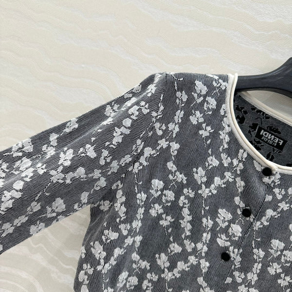Fendi Knitted Cardigan Dark Gray Cotton Viscose