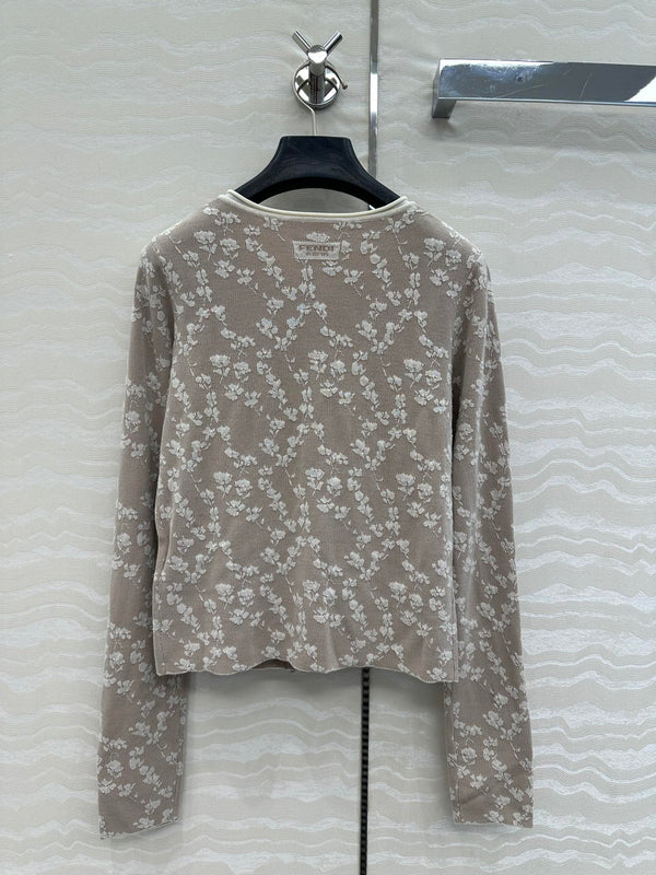 Fendi Knitted Cardigan Beige Cotton Viscose