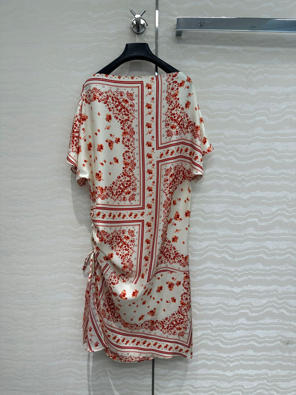 Fendi Flower Dress Red Silk