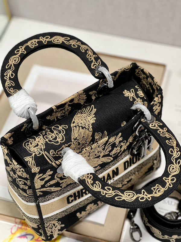 CD Black Phoenix 24 Lady Dior Bag Canvas 336712