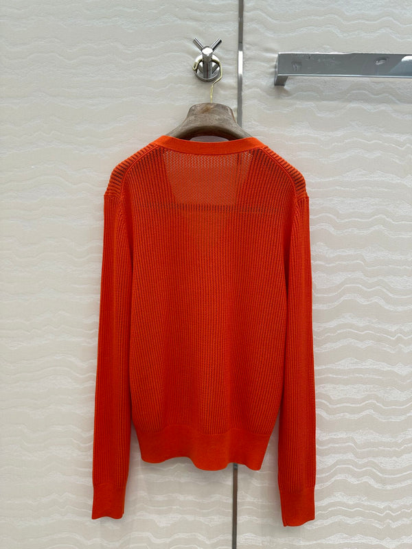 LP 25 V-neck Cardigan Burnt Orange Cotton 265179