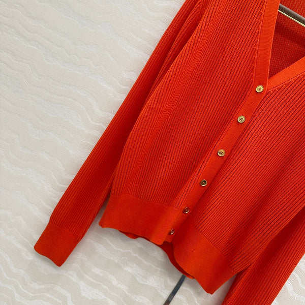 LP 25 V-neck Cardigan Burnt Orange Cotton 265179