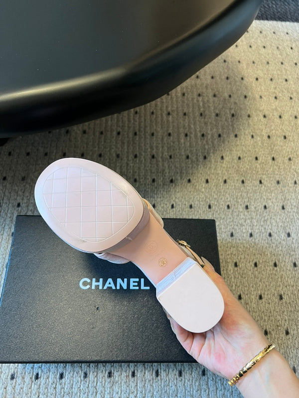 CC 25SS Platform Sandals 5.5cm Pink Lambskin And Velvet 319626