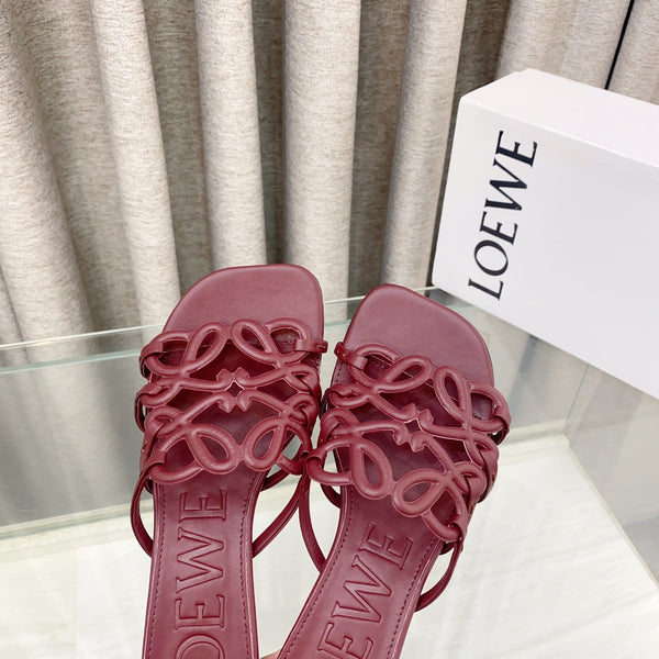 Loewe 25 Petal Anagram Slide 45mm Red Sheepskin 321068