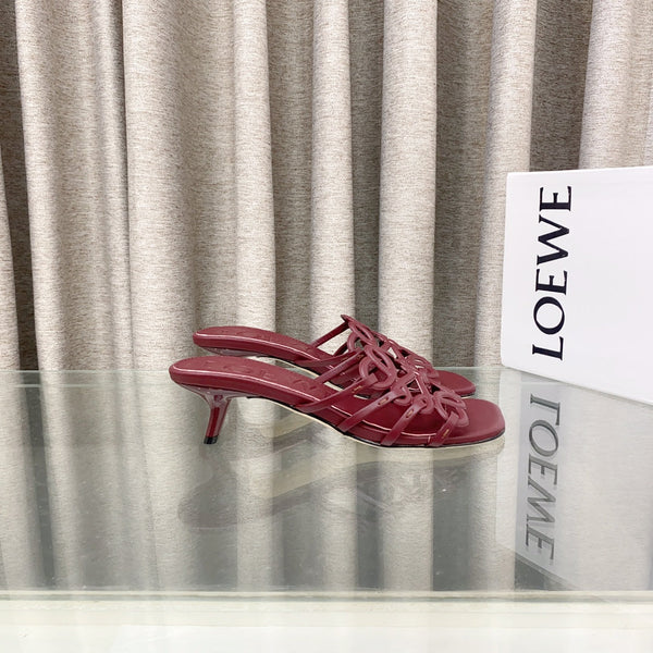 Loewe 25 Petal Anagram Slide 45mm Red Sheepskin 321068