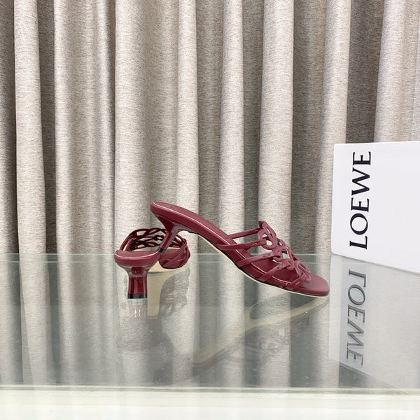 Loewe 25 Petal Anagram Slide 45mm Red Sheepskin 321068