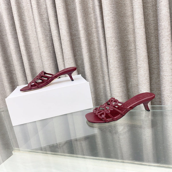 Loewe 25 Petal Anagram Slide 45mm Red Sheepskin 321068