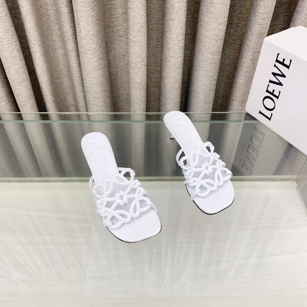 Loewe 25 Petal Anagram Slide 45mm White Sheepskin