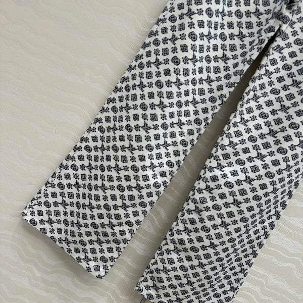 LV 25 Modern Logo Denim Pants Black White Poliester