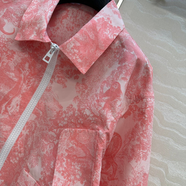 CD 25 Giacca con stampa floreale Forest in poliestere rosa