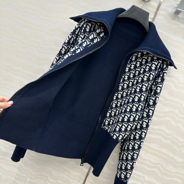CD 25 Double-Sided Cardigan Navy Blue Cashmere