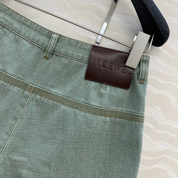 Loewe Denim Short Green Cotton
