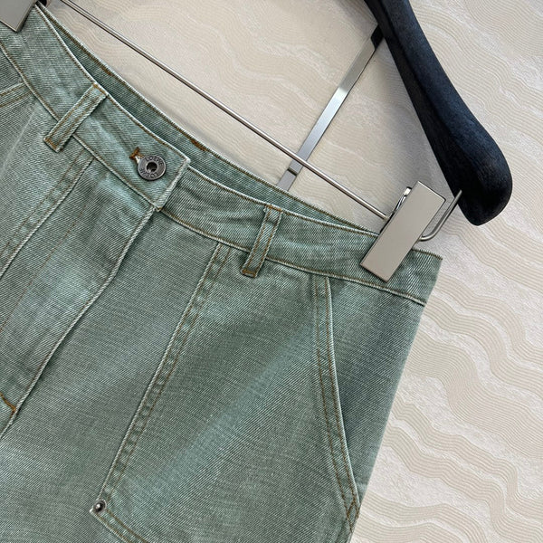 Loewe Denim Short Green Cotton
