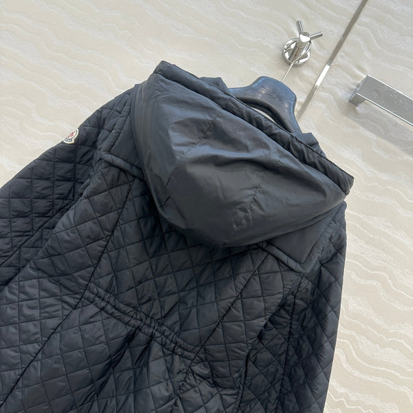 Moncler 25 Quilted Long Coat Black Polyester