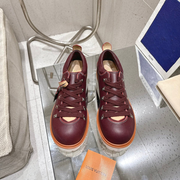Scarpe da trekking LV Pharrell e Nigo in pelle di pecora bordeaux 383739