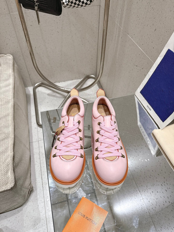 LV Pharrell and Nigo Hiking Shoes Pink Sheepskin 383742