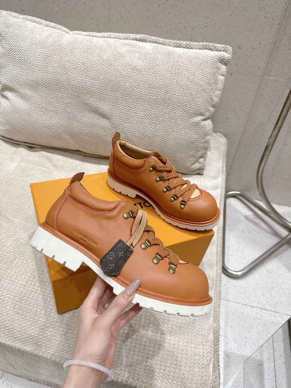 LV Pharrell and Nigo Hiking Shoes Brown Sheepskin 383744