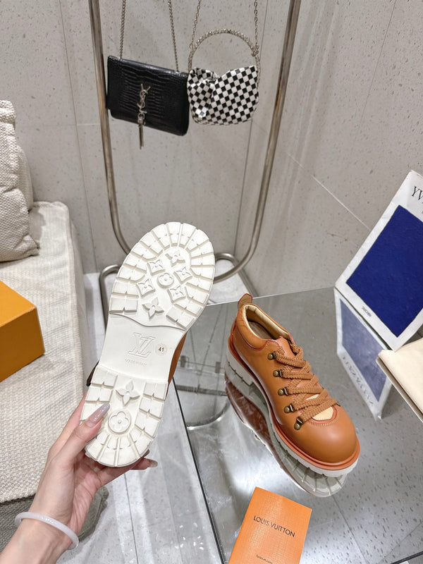 LV Pharrell and Nigo Hiking Shoes Brown Sheepskin 383744