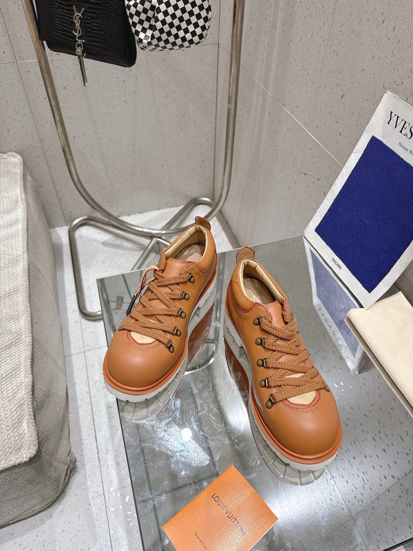 LV Pharrell and Nigo Hiking Shoes Brown Sheepskin 383744