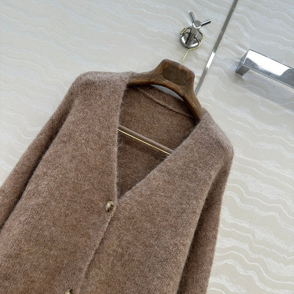 LP 25 V-neck Cardigan Brown Alpaca Wool 291829
