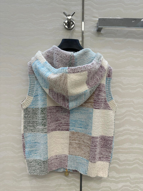 CC Gilet à Capuche Multicolore Polyester Fibres Acryliques Laine