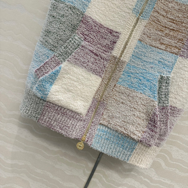 CC Gilet à Capuche Multicolore Polyester Fibres Acryliques Laine