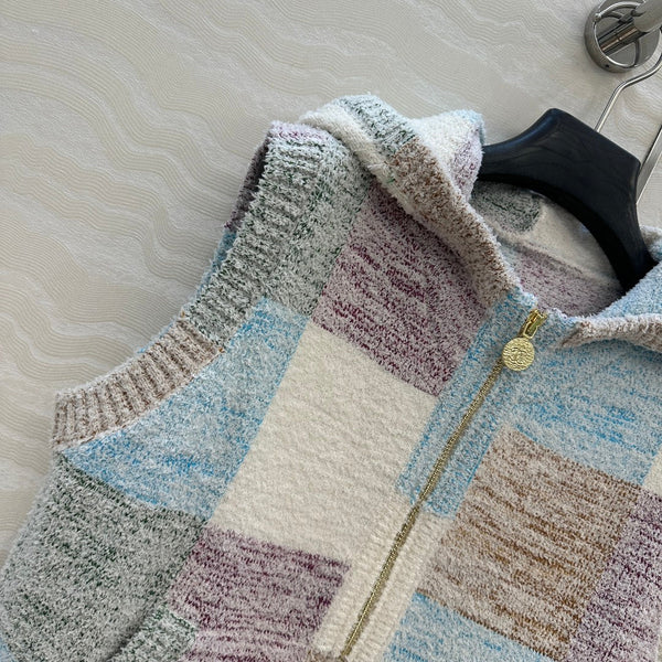 CC Gilet à Capuche Multicolore Polyester Fibres Acryliques Laine