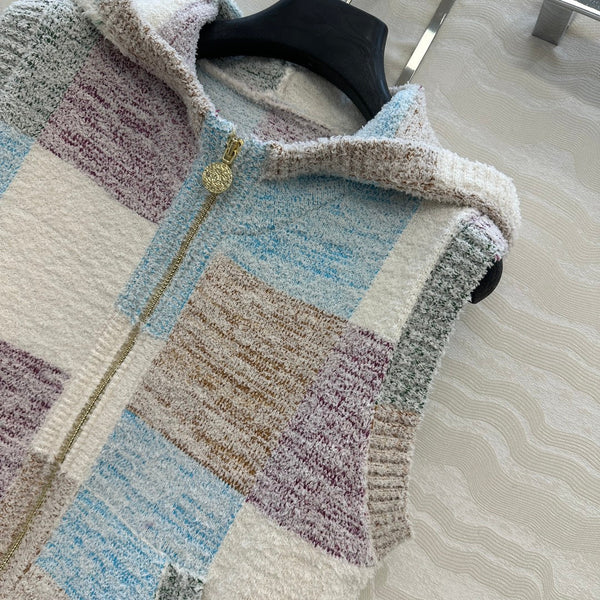 CC Gilet à Capuche Multicolore Polyester Fibres Acryliques Laine