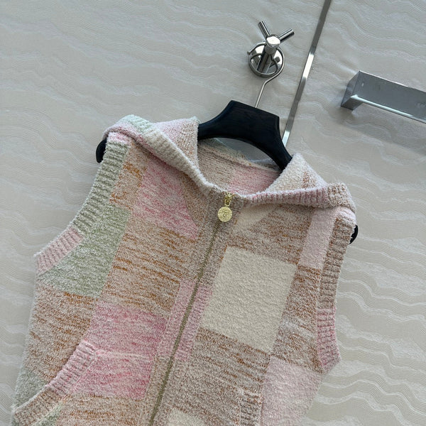 CC Gilet à Capuche Couleur Claire Polyester Fibres Acryliques Laine