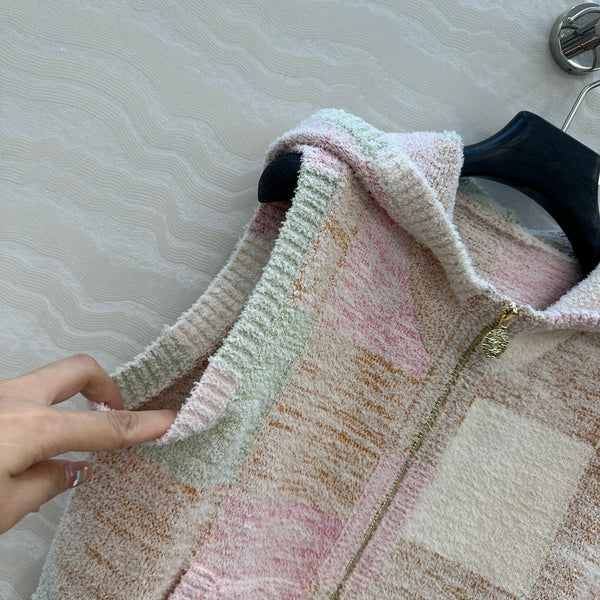 CC Gilet à Capuche Couleur Claire Polyester Fibres Acryliques Laine